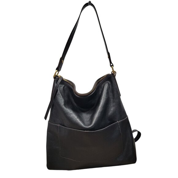 Fossil Handbags - FOSSIL "Amelia" Black Pebbled Leather Hobo Bag, Excellent Used Condition